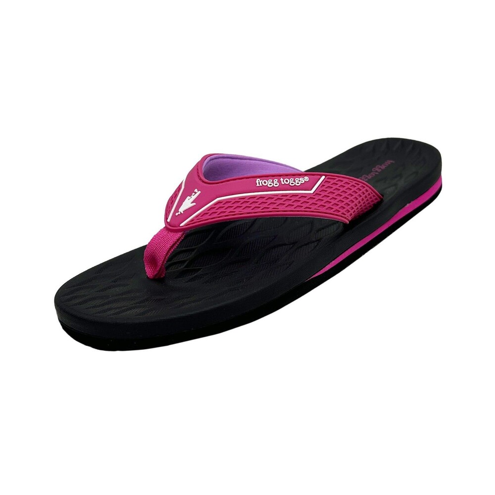 FROGG TOGGS Womens Flipped Out 2.0 Flip Flop Sandals Pink Black Size 6 NEW